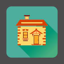 Small Wooden House Icon In Flat Style