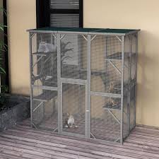 Wiawg Outdoor Cat House 71 In Large Wooden Cats Catio Cat Cage Enclosur With 7 Platform And 2 Resting Box Weatherproof Grey