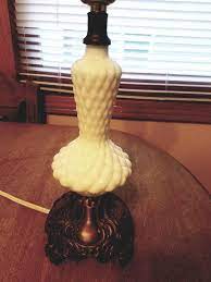 Vintage White Milk Glass Lamp With