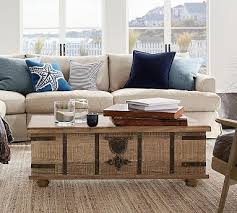 Kaplan Reclaimed Wood Lift Top Trunk Coffee Table Reclaimed White Wash 52 Pottery Barn