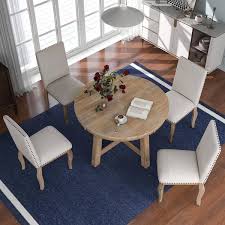 Natural Wood Top Round Dining Table Set