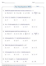 Algebra Equations Worksheets Two Step