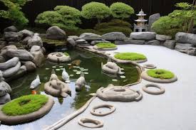 Zen Garden With Serene Stone Sculptures