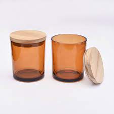 Brown Amber Glass Candle Jar With