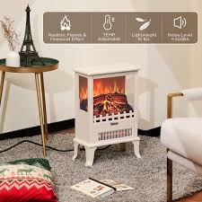 Turbro Suburbs Ts17q Infrared Electric Fireplace Stove 19 In Freestanding Stove Heater With 3 Sided View 1500 Watt Ivory