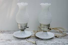 Vintage Milk Glass Lamps Hobnail Glass