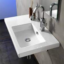 Modern Wall Mounted Sink Rectangular 32 With Extra Counter Space Condal Tecla Co01011 By Nameeks