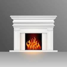 White Fireplace With Natural Fire In A