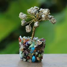 Multi Gemstone Tree Sculpture Crafted