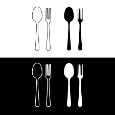 Spoon And Fork Icon Line Drawing With