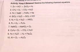 Following Chemical Equations