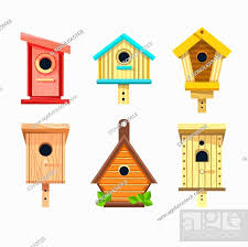Wooden Birdhouses Vector Isolated Icons
