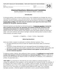 Balancing Chemical Equation Practice Docx