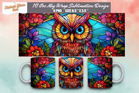 Stained Glass Owl 3d Mug Sublimation