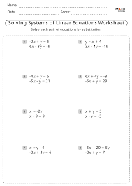 Systems Of Linear Equations Worksheets