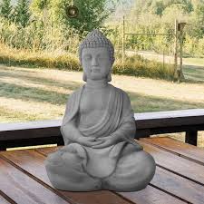 Durx Litecrete 25 6 In H Lightweight Concrete Sitting Meditating Buddha Statues