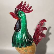 Large Murano Glass Rooster Figurine