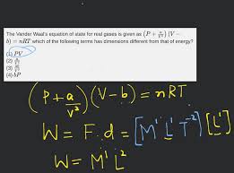 The Vander Waal S Equation Of State For