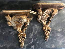 French Carved Wooden Wall Brackets