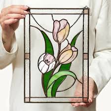 Tulip Stained Glass Panel Flower Gift 6