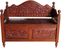 Carved Storage Bench Bn012 Lock Stock