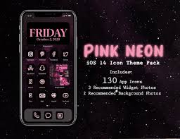 Pink Neon Ios 14 App Icons Ios App