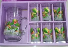 Flower Printed Drinking Glass Set For
