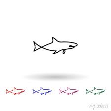 Shark One Line Multi Color Icon Simple