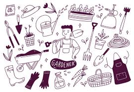 Gardener Tools In Doodle Style Graphic