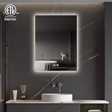 Homlux Rectangular Led Bathroom Mirror Vanity Mirror Frameless Silver Decorative Wall Mirror Washroom Mirror With Light White 24 X 30