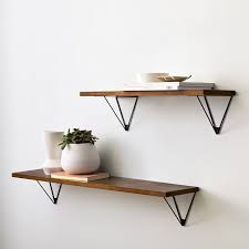 Linear Cool Walnut Wood Wall Shelves