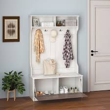 Coat Rack With Entryway Bench And Hooks