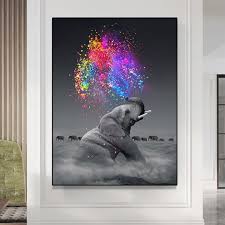 Colorful Elephant Canvas Poster Modern