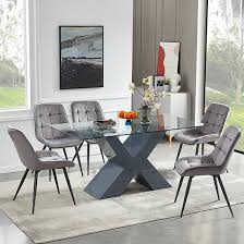 Zanti Glass Dining Table In Grey Base