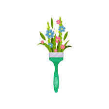 Cute Spring Bouquet In Paint Brush