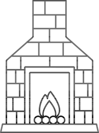 Fireplace Or Chimney Icon In Black Line