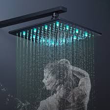 Matte Black 16 Inch Led Rainfall Shower