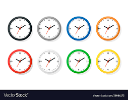 Color Flat Wall Office Clock Icon Set