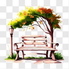 Colorful Autumn Bench In A