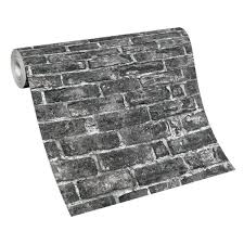 Brick Stone Wallpaper Black