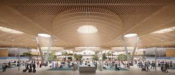 portland airport crafts wooden roof