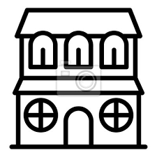 House With Round Windows Icon Outline