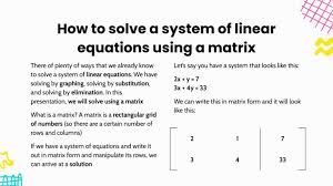 Linear Equations Using A Matrix