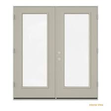 72 In X 80 In Desert Sand Painted Steel Left Hand Inswing Full Lite Glass Active Stationary Patio Door