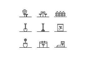 Set Of Garden Line Thin Icon Collection