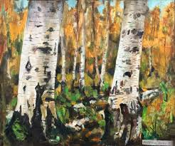 Silver Birch Trees Painting By Andrew