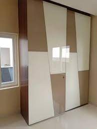 Wooden 2 Doors Lacquered Glass Wardrobe