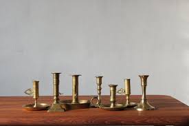 Vintage Brass Candlesticks 1960s Set