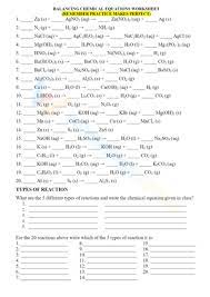 Chemistry Balancing Chemical Equations