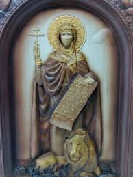 Icon Saint Daria Carved From Wood 30x19